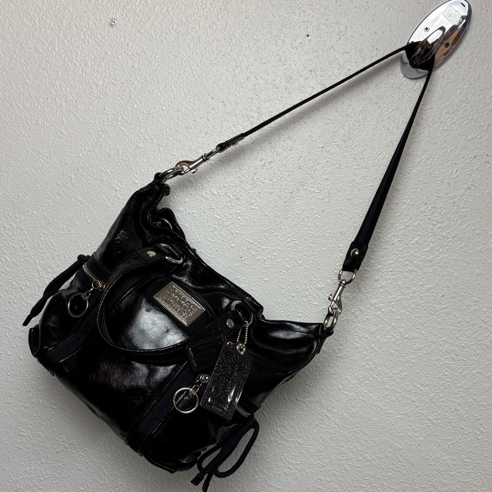 Coach Vintage Rare Poppy Black Leather Women's Bag. SzOS